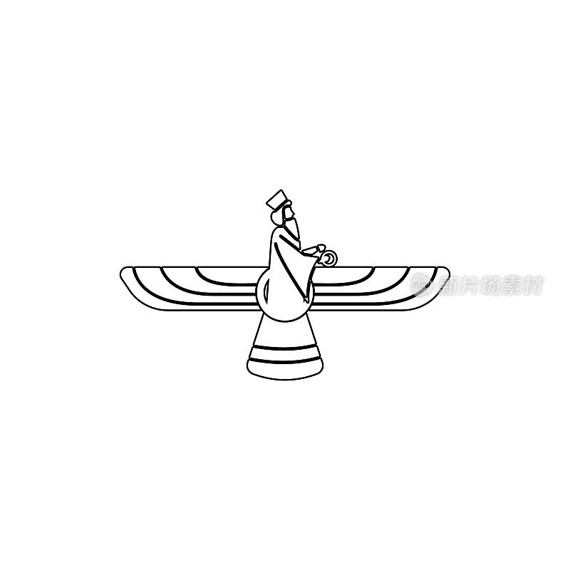 宗教符号，法拉瓦哈轮廓图标。宗教符号插画元素。标志和符号图标可以用于网页，标志，移动应用程序，UI, UX